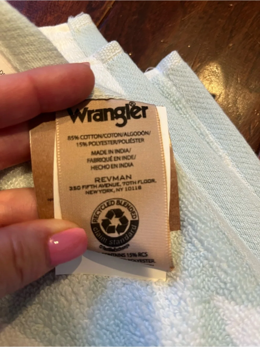 Wrangler Mint Green & White Geometric Bath Towels